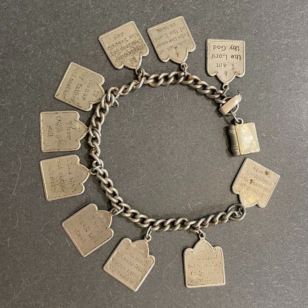 Ten Commandments Charm Bracelet Broken Please Read - image 3